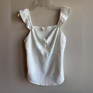 white flutter sleeve babydoll top